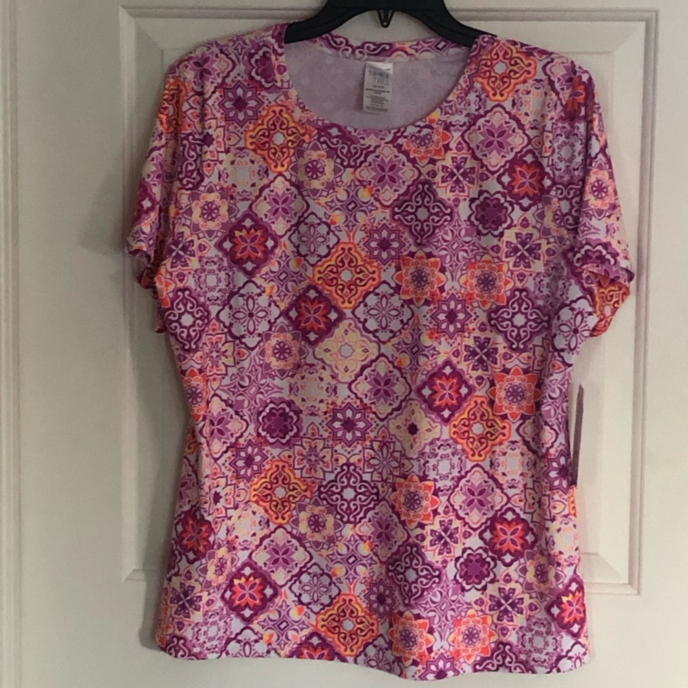 Time and Tru Women's Vibrant Patterned Swim Tee